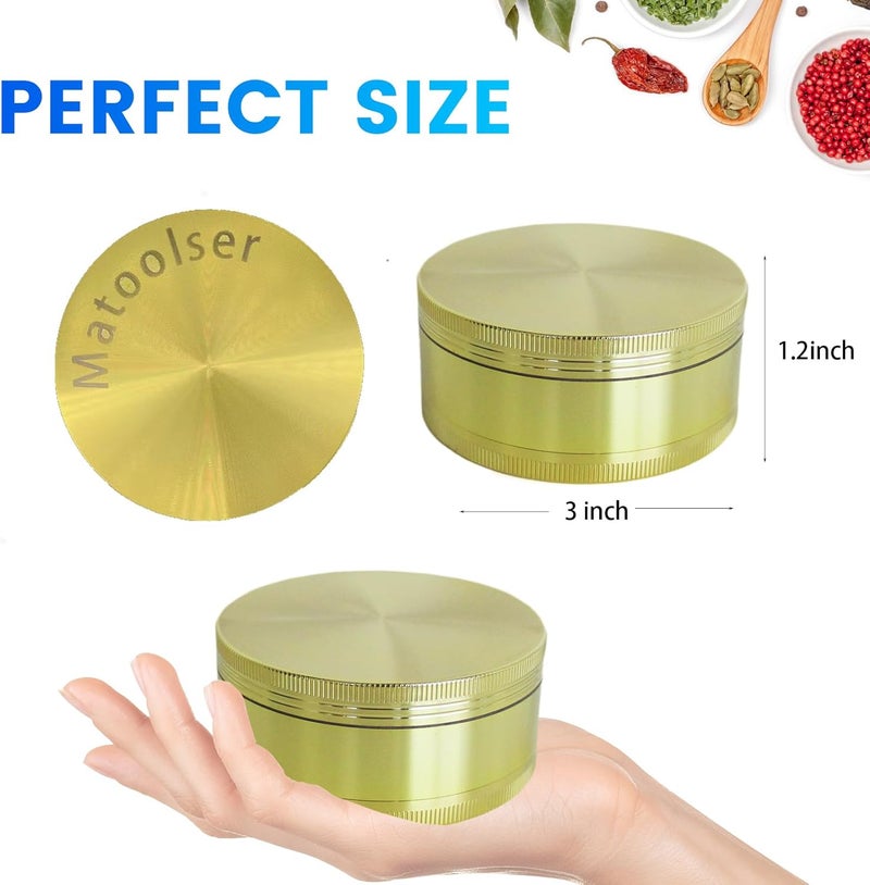 Matoolser 3 Inch Spice Grinder Mills for Kitchen (Gold) - Image 5