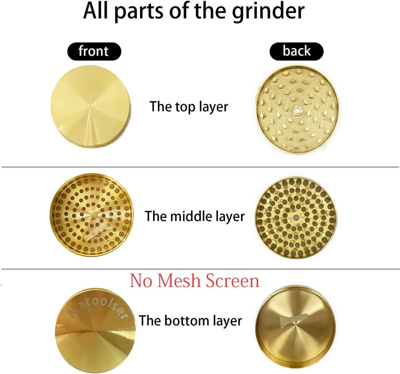 Matoolser 3 Inch Spice Grinder Mills for Kitchen (Gold) - Image 4