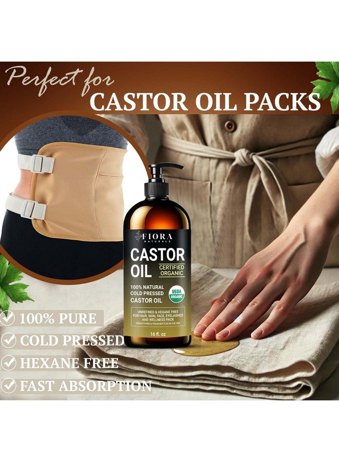 فيورا ناتشيورالز زيت الخروع العضوي، معصور على البارد، غير مكرر، في زجاجة زجاجية | لنمو الشعر، والبشرة، وتغليف زيت الخروع، والرموش، والحواجب | معتمد من وزارة الزراعة الأمريكية، زيت خروع عضوي نقي ١٠٠٪ | خالٍ من الهكسين | ١٦ أونصة مع مضخة - Image 4