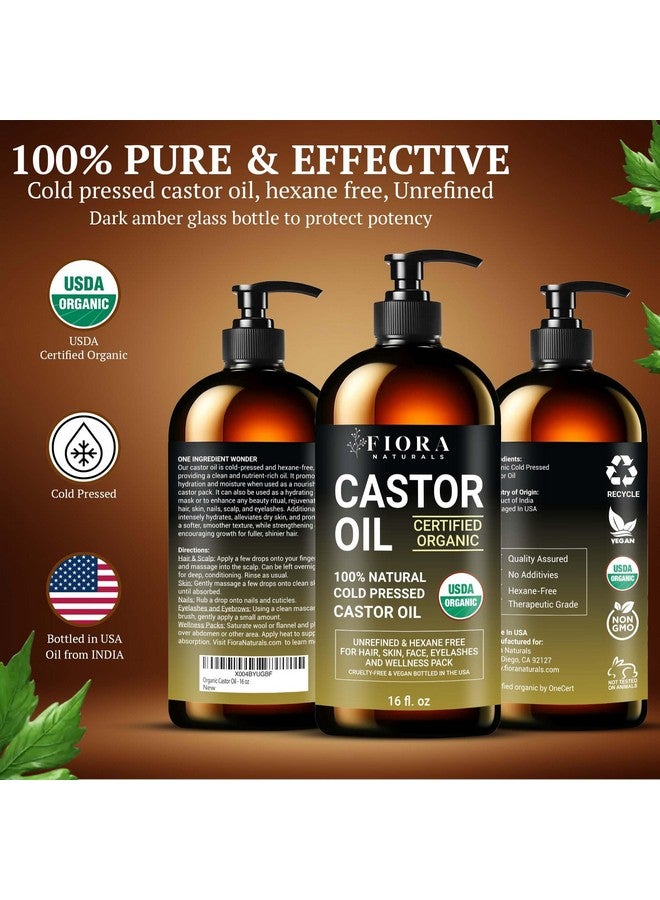 فيورا ناتشيورالز زيت الخروع العضوي، معصور على البارد، غير مكرر، في زجاجة زجاجية | لنمو الشعر، والبشرة، وتغليف زيت الخروع، والرموش، والحواجب | معتمد من وزارة الزراعة الأمريكية، زيت خروع عضوي نقي ١٠٠٪ | خالٍ من الهكسين | ١٦ أونصة مع مضخة - Image 5