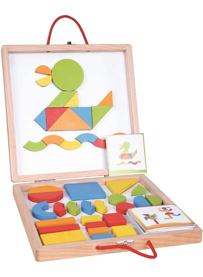 Lelin Multi-Activity Blocks Box with 40 Magnetic Blocks and 20 Picture Cards - Image 1