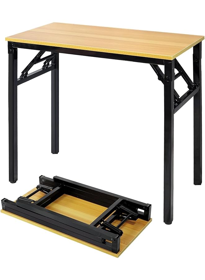 erorex Folding Table 80X40X75Cm Multi Functional Portable Desk With Adjustable Height For Computer Camping Garden Picnic Coffee And Bbq Wood - Image 1