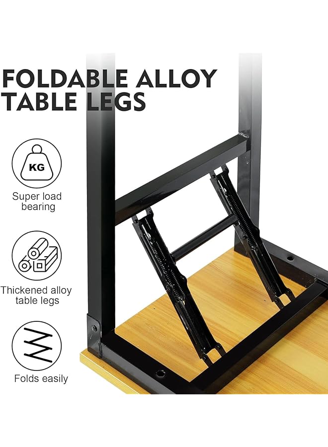 erorex Folding Table 80X40X75Cm Multi Functional Portable Desk With Adjustable Height For Computer Camping Garden Picnic Coffee And Bbq Wood - Image 4