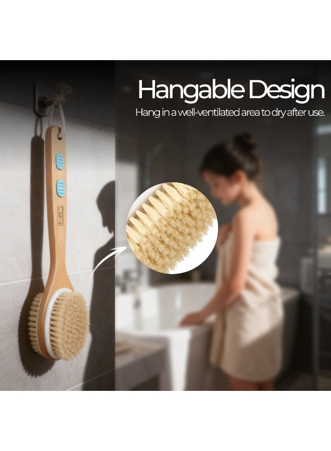 MMG Long Handle Double-Sided Dry Body Brush for Exfoliating and Massage, Bath Shower Brush - Image 5