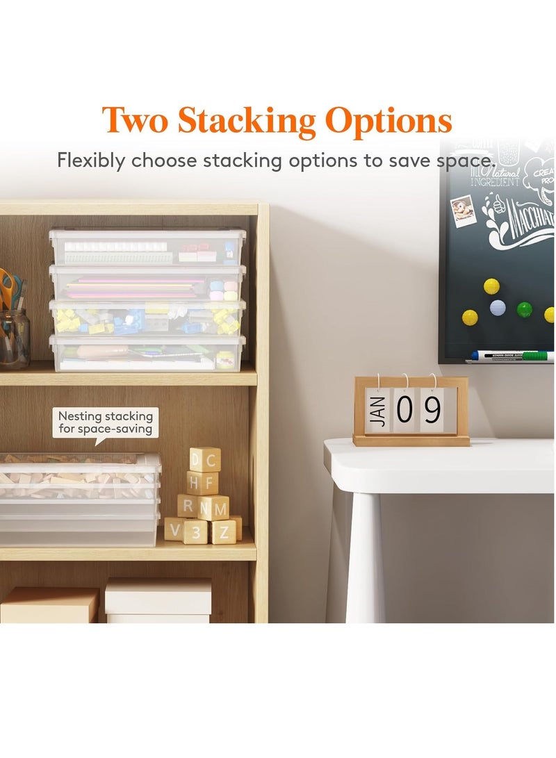YelaJoy 2 Pack File Organizer Box, Plastic, Scrapbook Paper Organizer Containers for Craft and Arts Storage, Portable Board Game Storage for Art Supplies (31*22*5 CM) - Image 4