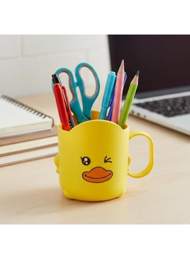 Cute Yellow Duck Desk Stationery Organizer & Pencil Holder Stand with Handle - Image 1