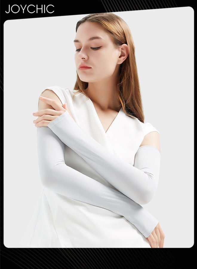 Joychic أكمام ذراع واقية من الشمس صيفية للنساء للقيادة في الهواء الطلق وركوب الدراجات مضادة للأشعة فوق البنفسجية طويلة من الحرير الجليدي غطاء ذراع قابل للتنفس - Image 2