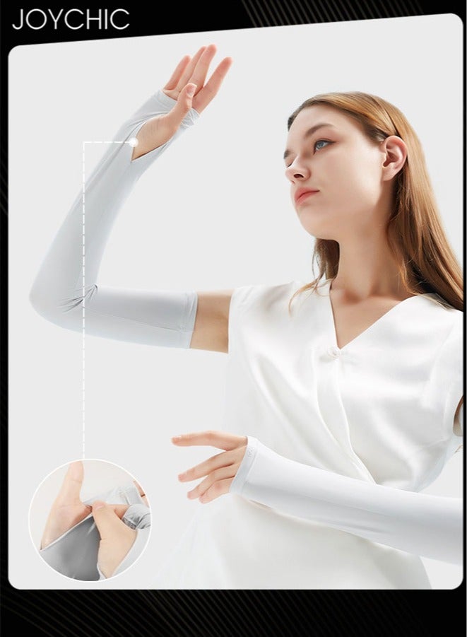 Joychic أكمام ذراع واقية من الشمس صيفية للنساء للقيادة في الهواء الطلق وركوب الدراجات مضادة للأشعة فوق البنفسجية طويلة من الحرير الجليدي غطاء ذراع قابل للتنفس - Image 3