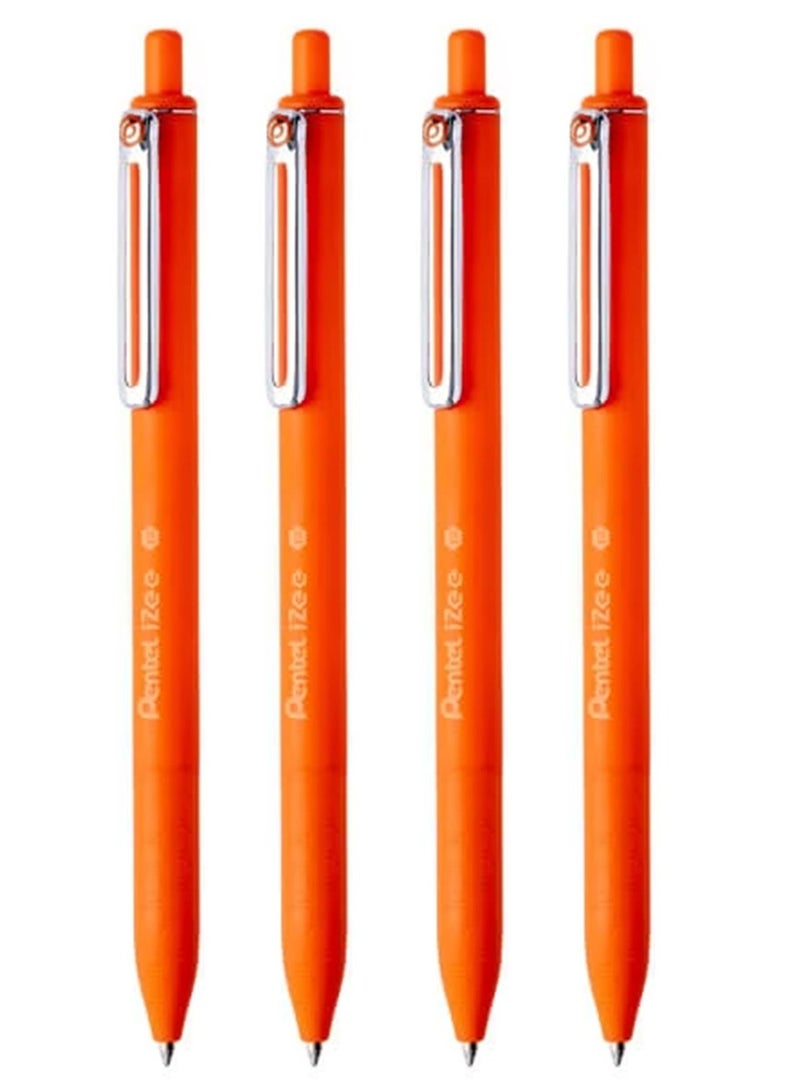 Pentel 4-Piece Izee Retractable Ballpoint Pen 1.0mm Tip Orange Ink - Image 1