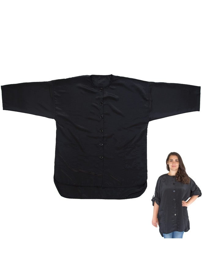 Salon Supply Co X-Large Hair Stylist Smock - Stylist Tunic with Roll Sleeves - Plus Size Smock - Salon Smock with Pockets - Stylist Jacket for Women - Plus Size Hairdresser Smock - Black Esthetician Jacket (X-Large) - Image 4