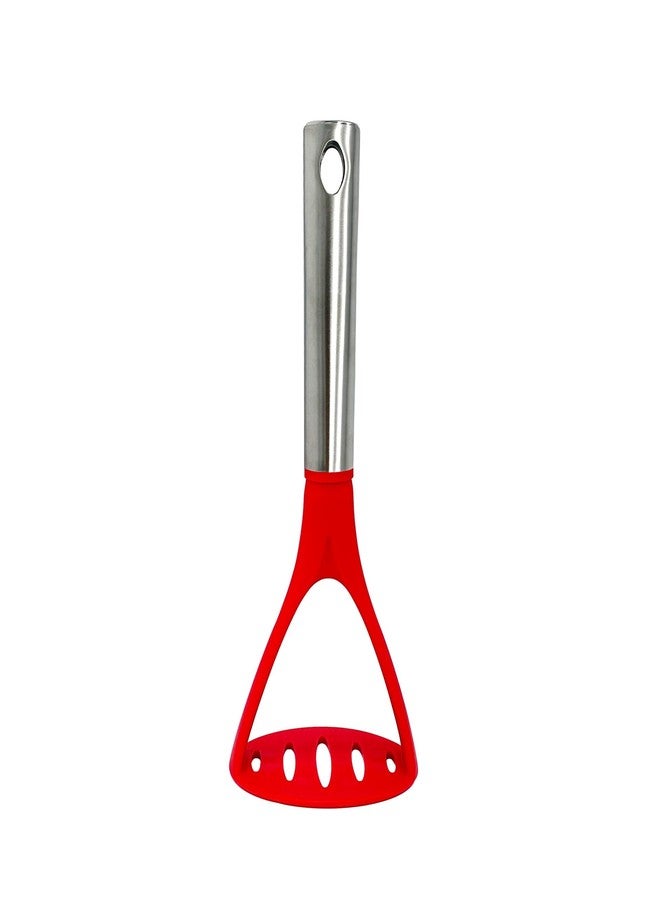 Millvado Potato Masher, Strong Stainless Steel Handle with Heavy Duty Plastic Base, 11.5 Inch Red Mashed Potatos Masher, Hand Smasher for Vegtables - Image 1