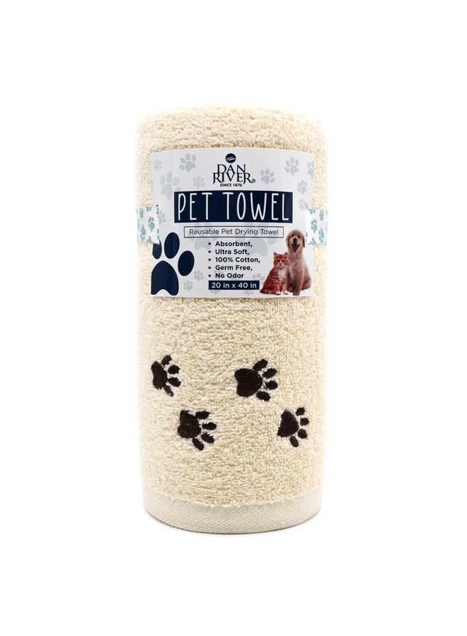 DAN RIVER 100% Cotton Dog Bath Towel Ultra Soft 450 Gsm Super Absorbent Quick Drying Paw Embroidered Pattern And LintFree Cat, Puppy & Pet Grooming Towel | 20X40 Inches | Cat Hair, Short Bread - Image 5