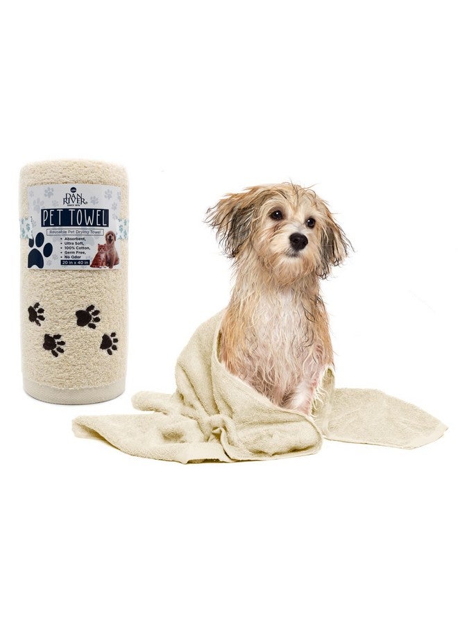 DAN RIVER 100% Cotton Dog Bath Towel Ultra Soft 450 Gsm Super Absorbent Quick Drying Paw Embroidered Pattern And LintFree Cat, Puppy & Pet Grooming Towel | 20X40 Inches | Cat Hair, Short Bread - Image 1