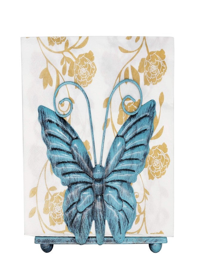 Owlgift Metal Butterfly Shaped Napkin Holder, Tabletop Paper Towel Dispenser, w/Freestanding Tissue Stand, Storage (Turquoise) - Image 1