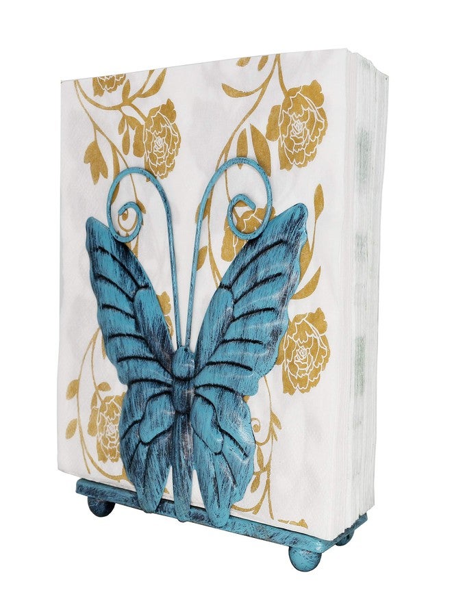 Owlgift Metal Butterfly Shaped Napkin Holder, Tabletop Paper Towel Dispenser, w/Freestanding Tissue Stand, Storage (Turquoise) - Image 2