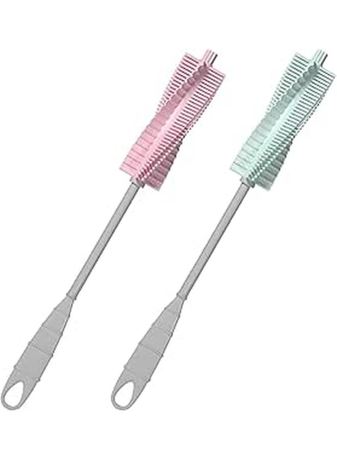 360 Rotatable Pacifier Brush and Bottle Brush Set Long Handle for Newborns Baby Nipple Cleaning - Image 1