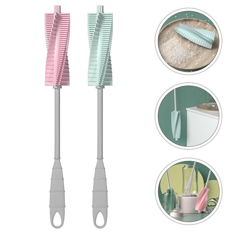 360 Rotatable Pacifier Brush and Bottle Brush Set Long Handle for Newborns Baby Nipple Cleaning - Image 5