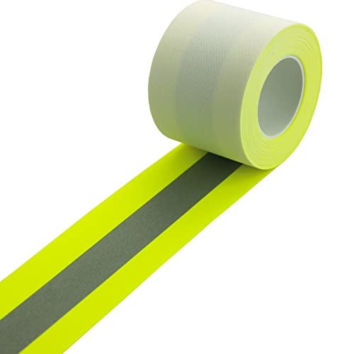 JINBING 2" x 16' High Visibility Fluorescent Yellow Reflective Flame Fire Retardant FR Fabric Tape Sew on - Image 1