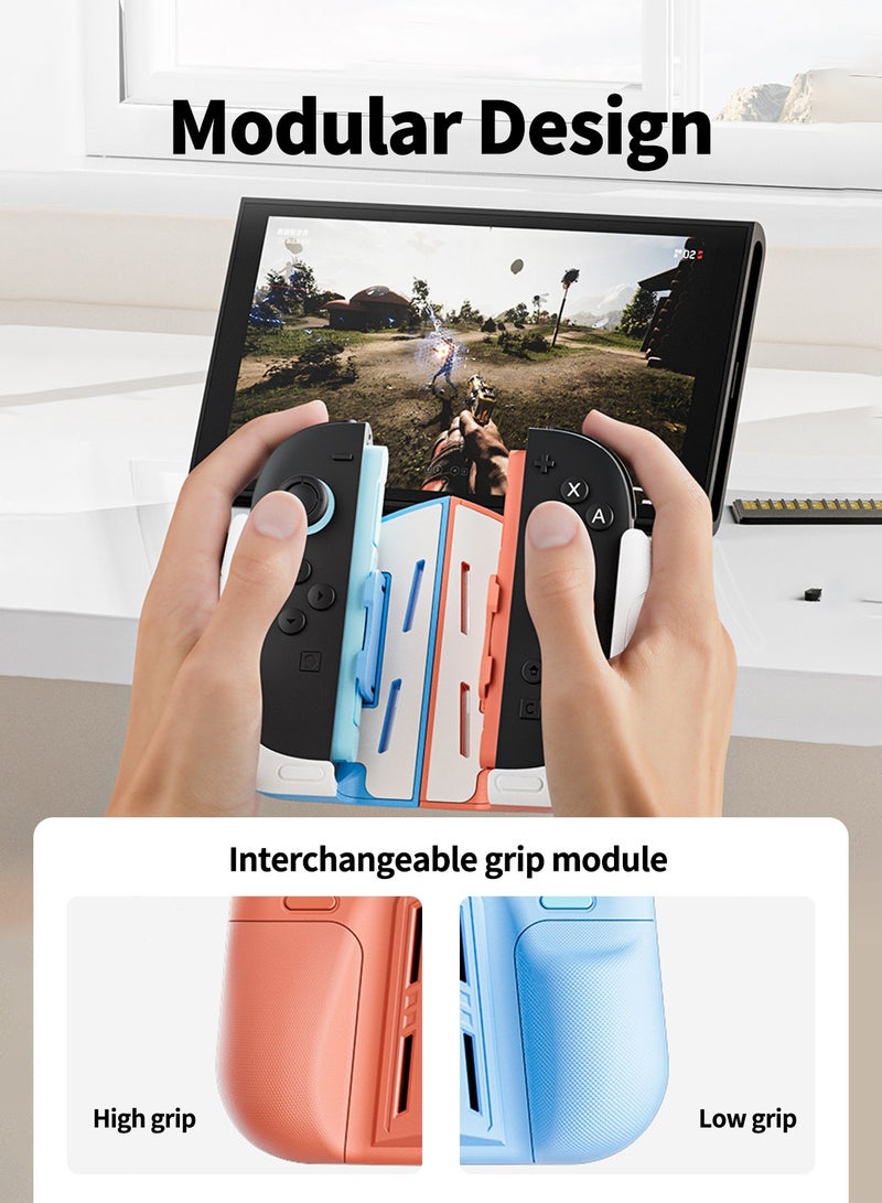 بيكسنست غطاء حماية لجهاز الألعاب متوافق مع Nintendo Switch 2، تصميم مريح لليد، تصميم معياري مع تخزين أشرطة الألعاب، غطاء مضاد للانزلاق (أبيض) - Image 5