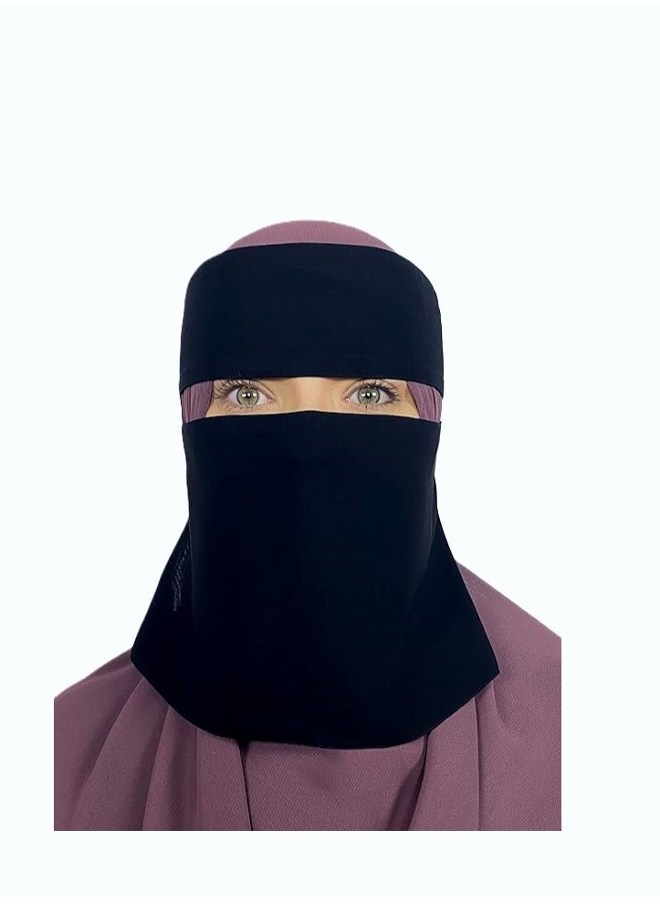 PERFECTORY Premium 1 Layer Short Chiffon Niqab with Back Tying Cord, Breathable Face Veil