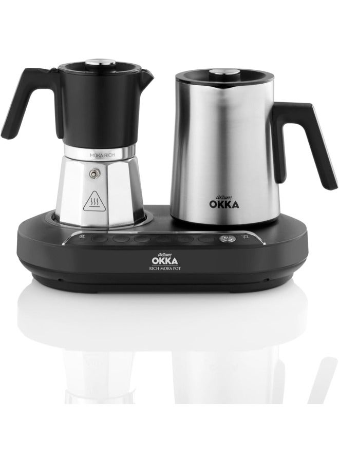 ارزوم اوكا ماكينة صنع القهوة التركية ريتش موكا بوت، أسود*كروم، OK0027 - Image 1