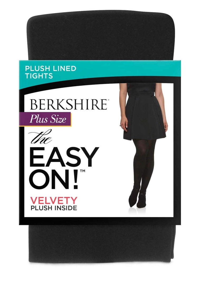 Berkshire Women's The Easy On Plus Size Thermal Fleece Plush Lined Opaque Tights 5046, Black, 5x-6X - Image 2