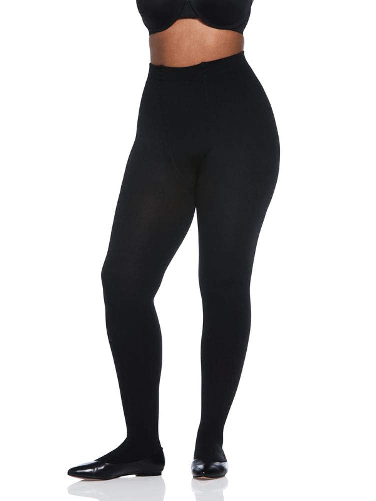 Berkshire Women's The Easy On Plus Size Thermal Fleece Plush Lined Opaque Tights 5046, Black, 5x-6X - Image 3