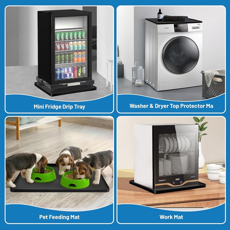 Nefish Mini Fridge Stand with 23.6" x 23.6" x 0.8" Silicone Drip Tray with Raised Edge Mini Refrigerator Stand with Mat Portable Washer and Dryer Pedestal - Image 4