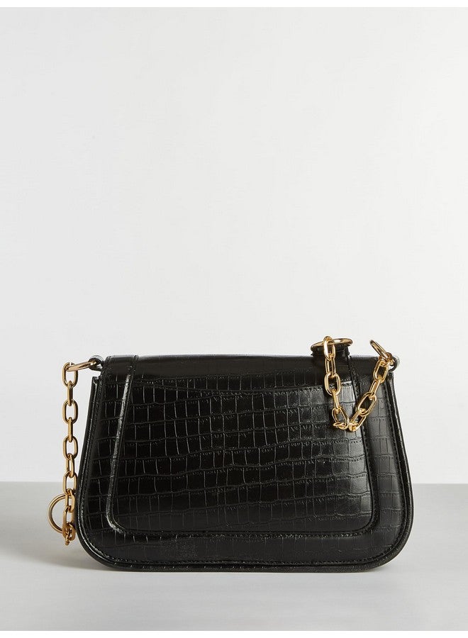 Fargo Duchess Black Shoulder Bag for Women | Croco Textured Vegan Leather Handbag with RFID Pockets, YKK Zipper, Crossbody Strap | Stylish Sling Tote for College, Casual & Party Use - Image 5