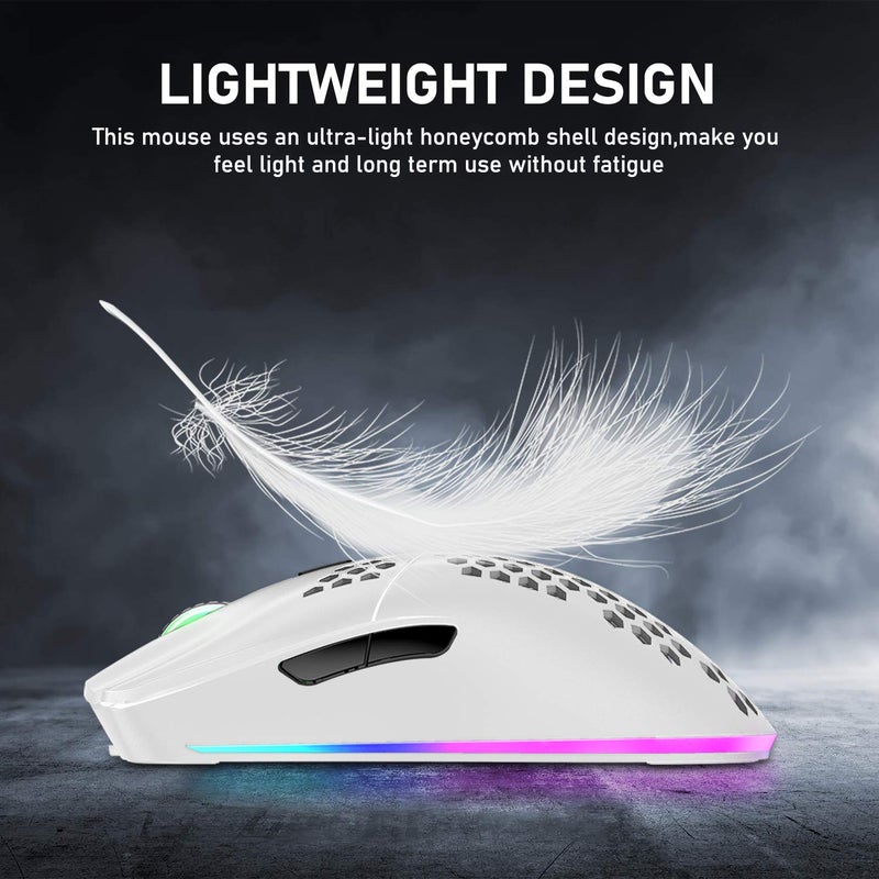 XINMENG Wireless Gaming Mouse Lightweight Honeycomb Design 3200 DPI Rechargeable Gaming Mouse with 16 Rainbow Backlit, USB Receiver,Compatible with PC Gamers and Xbox and PS4 Users - Image 4