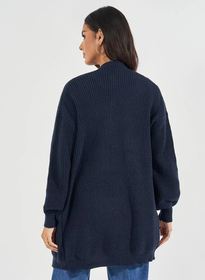 Styli Regular Fit Longline Cardigan with Volume Sleeves