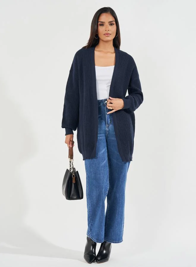 Styli Regular Fit Longline Cardigan with Volume Sleeves