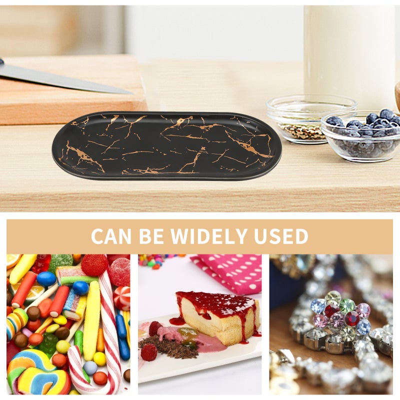 1pc Elegant Marbled Ceramic Steak Plate Food Dish Jewelry Display Tray - Image 3