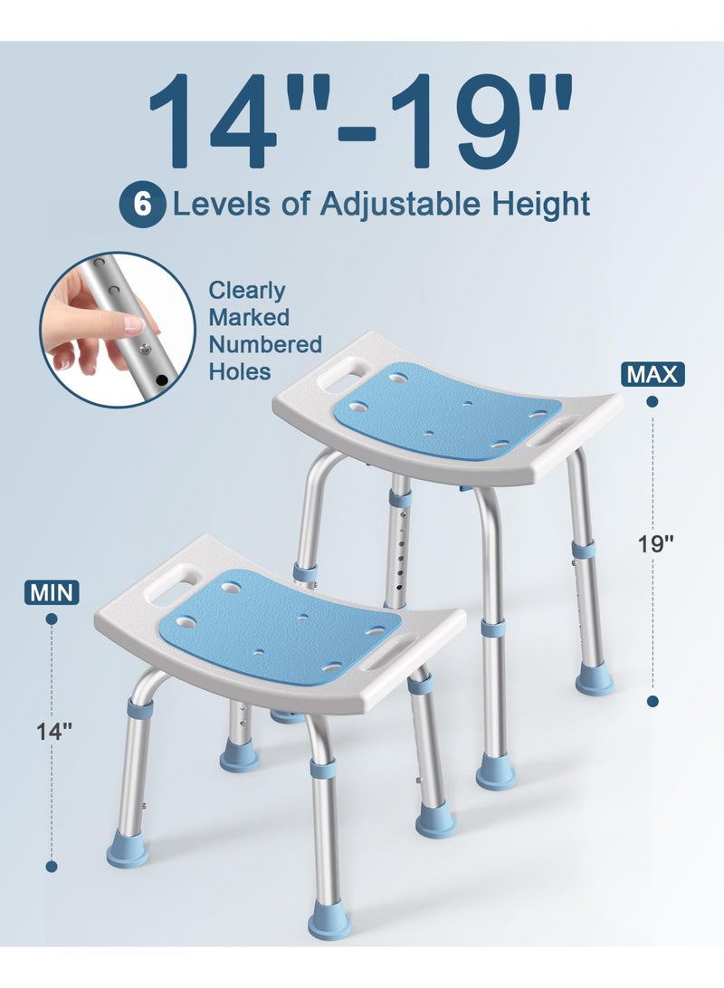 Adjustable Shower Chair with Suction Cup Feet, 400 lbs Capacity, for Elderly & Disabled - Light Blue - Image 4