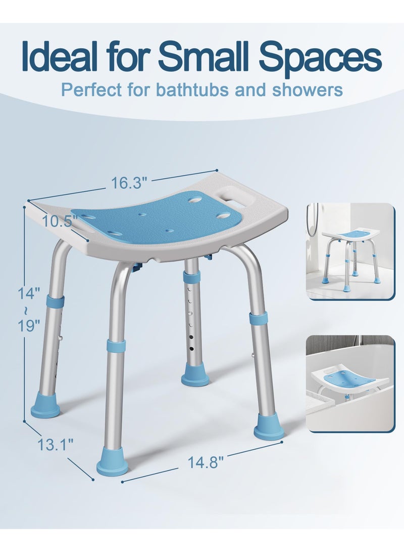 Adjustable Shower Chair with Suction Cup Feet, 400 lbs Capacity, for Elderly & Disabled - Light Blue - Image 1
