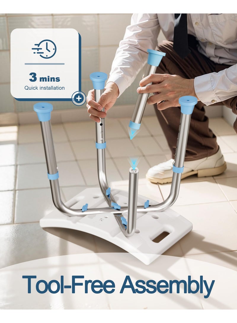 Adjustable Shower Chair with Suction Cup Feet, 400 lbs Capacity, for Elderly & Disabled - Light Blue - Image 5