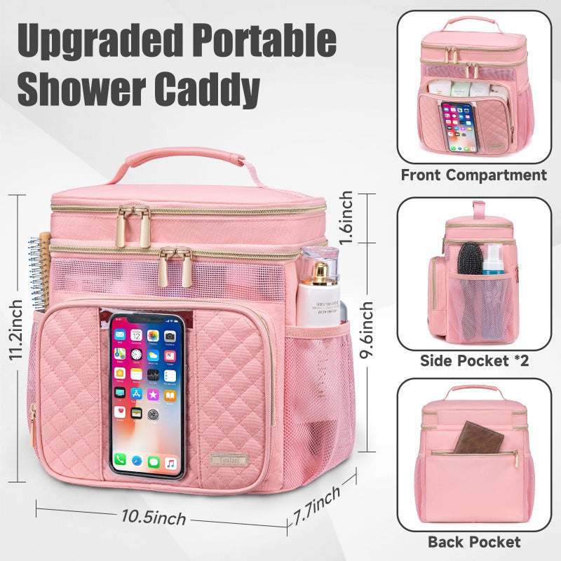 Tealari Large Toiletry Bag for Women Men,Bathroom Bag,Water Resistant Shower Bag,Makeup Bag,Portable Shower Caddy for College Dorm,Hanging Travel Toiletry Bag with Transparent Waterproof Phone Pocket - Image 4