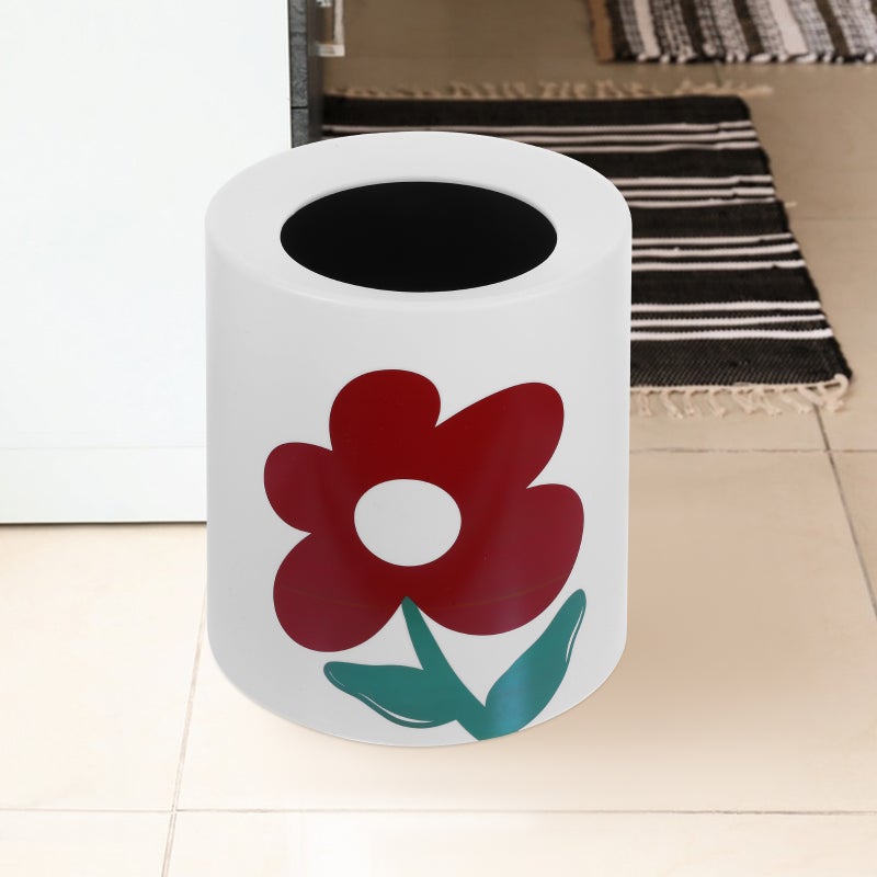 Flower Trash Can Bathroom Trash Can Waste Basket Double-layer Garbage Can Trash Bin - Image 1