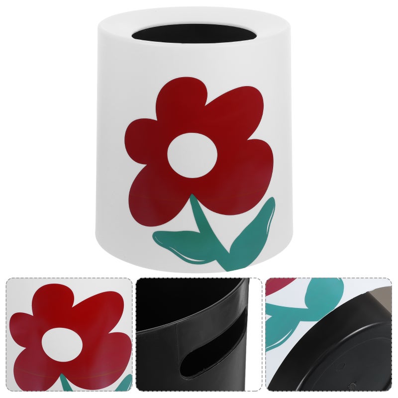 Flower Trash Can Bathroom Trash Can Waste Basket Double-layer Garbage Can Trash Bin - Image 4