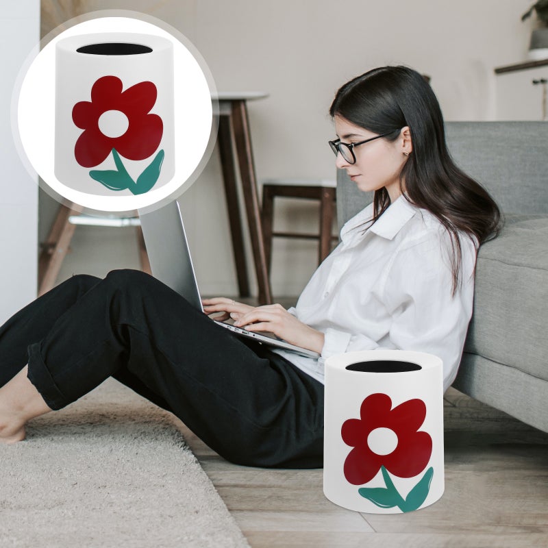 Flower Trash Can Bathroom Trash Can Waste Basket Double-layer Garbage Can Trash Bin - Image 3