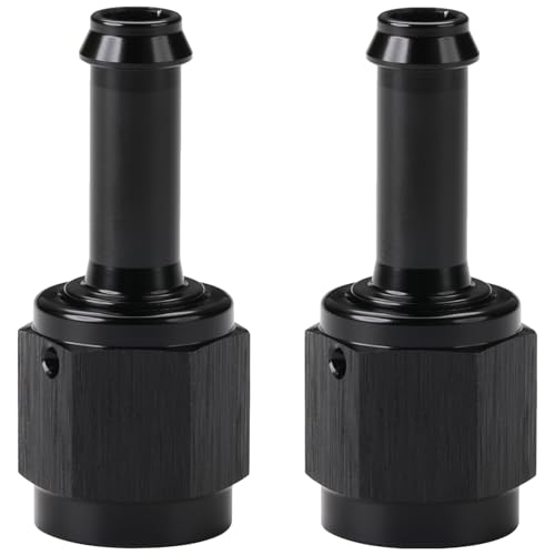 Podavelle 4AN Female to 14 Barb Hose Fitting Adapter Straight Swivel Aluminum Black 2PCS - Image 1