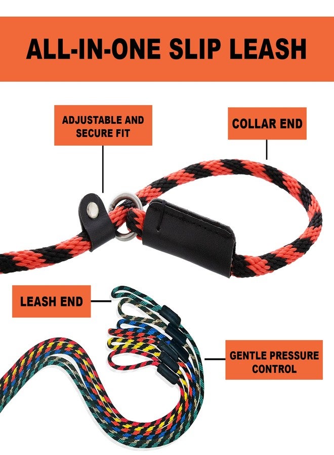 بوبداوغس طوق ومقود للكلاب من Slip Lead، صنع في الولايات المتحدة الأمريكية | طوق ومقود متكاملان للكلاب بدون شد مع حلقة قابلة للتعديل | سمك 3/8 بوصة للكلاب الصغيرة، طول 6 أقدام (برتقالي) - Image 2