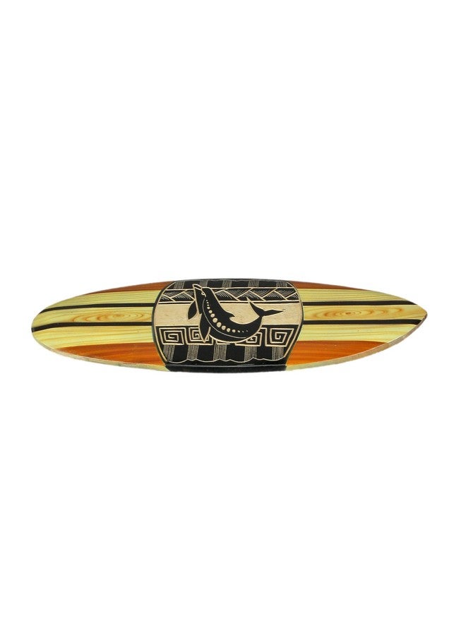 Things2Die4 Hand Crafted Wooden Tribal Dolphin Design Surfboard Wall Hanging 20 Inches Brown, One Size - Image 2