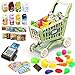 deAO Kids Shopping Cart Trolley for Groceries Toddlers 65 Food Fruit Vegetables Pretend Play Food Role Play Educational Toy Play Kitchen Toys Store Playset Green - Image 4