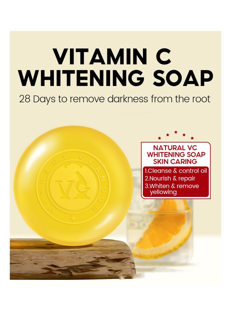 فايبرنت جلامور صابون تبييض فيتامين سي، مُنعّم ومُشرق، مُرطب ومُشرق، للوجه والجسم (100 غرام) - Image 2