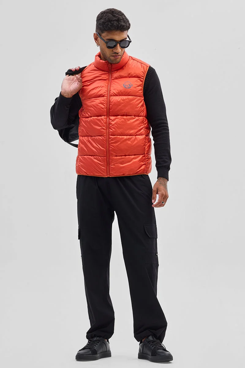 SNITCH Orange Orange Sleeveless Puffer Vest for Men | Best Price UAE