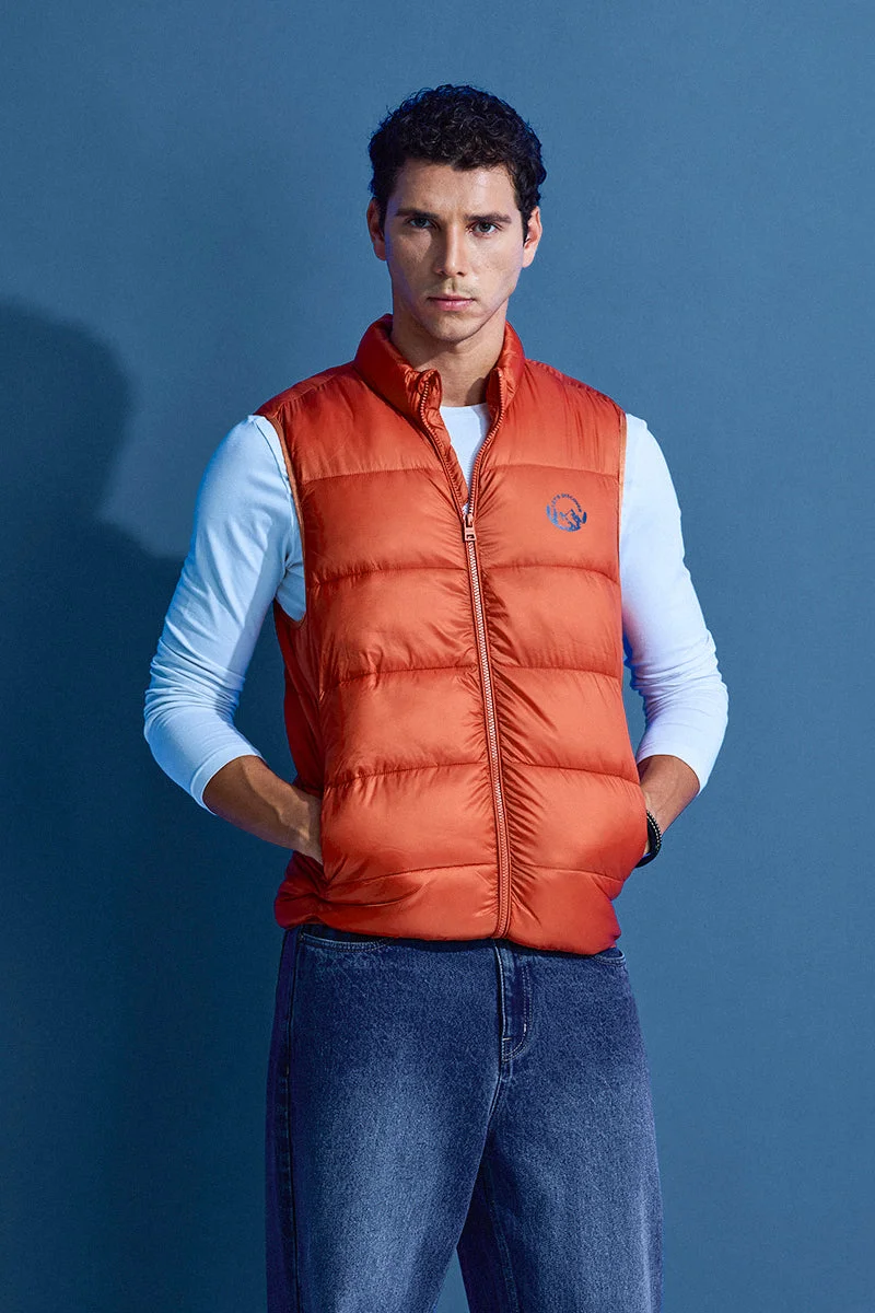 SNITCH Orange Sleeveless Puffer Vest