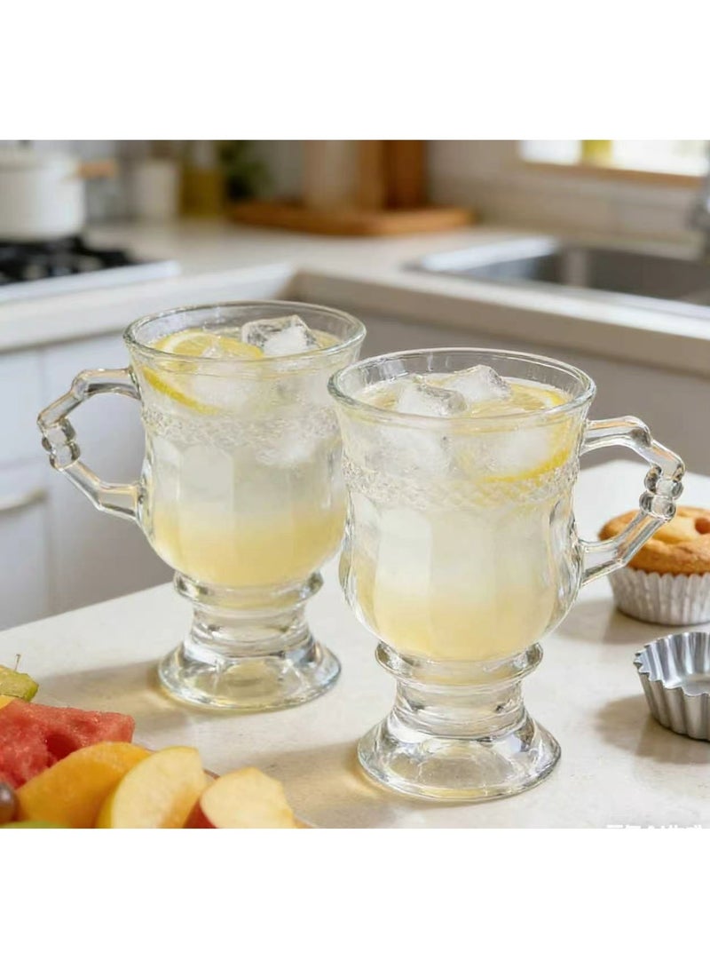 طقم أكواب شاي مكون من 6 قطع، أكواب شاي تركية بمقبض، أكواب قهوة زجاجية للمشروبات الساخنة والباردة، 128 مل - Image 5