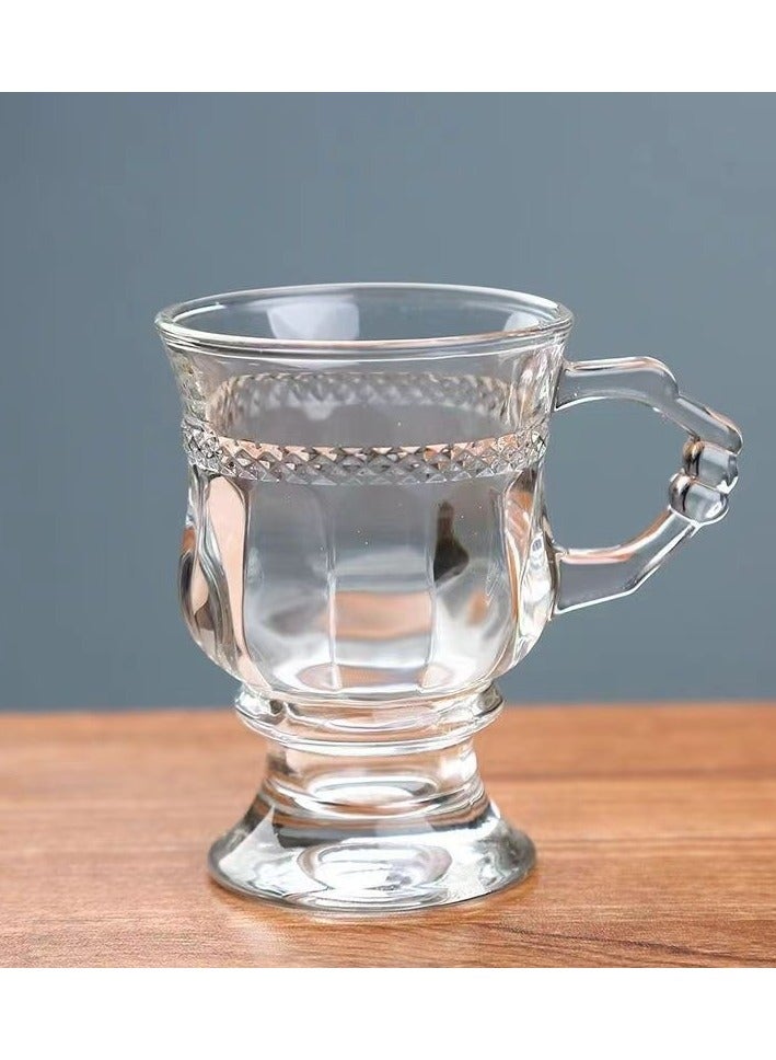 Tea Glasses Set of 6, Turkish Tea Cups with Handle,  Glass Coffee Mugs for Hot Cold Beverages Drinks,128ml - Image 2