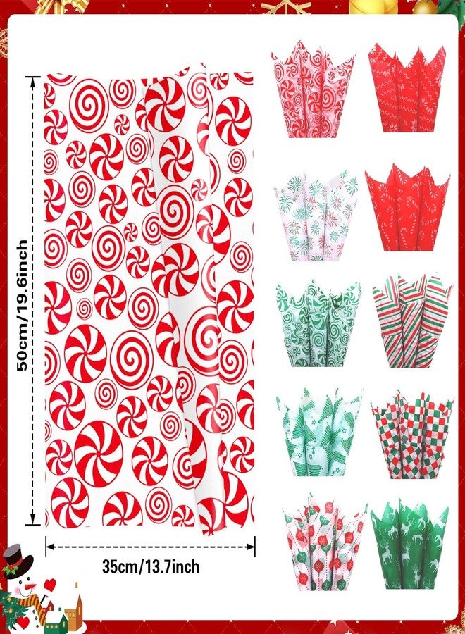 SANNIX 100 Sheets Christmas Tissue Paper Red Green White Peppermint Candy Xmas Tree Bulk Gift Wrapping Paper for Gift DIY Crafts Christmas Holiday Party Decoration 19.7 ×13.8 Inch, 10 Designs - Image 4